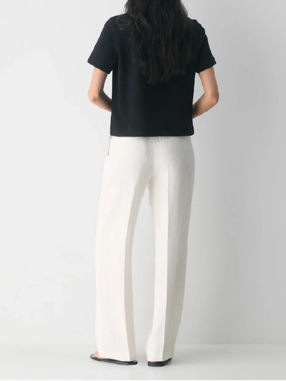 Aritzia Wilfred effortless tailored trousers, High-Rise Wide-Leg Pants - White